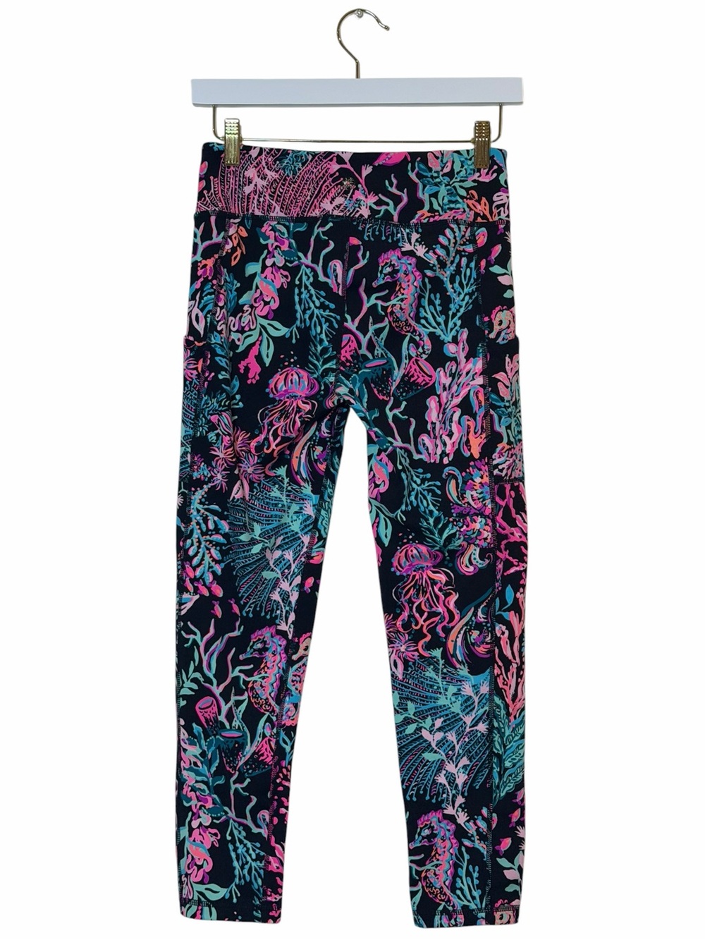 LILLY PULITZER Weekender Mid Rise Midi Leggings TWILIGHT CORAL- Small - Picture 4 of 14